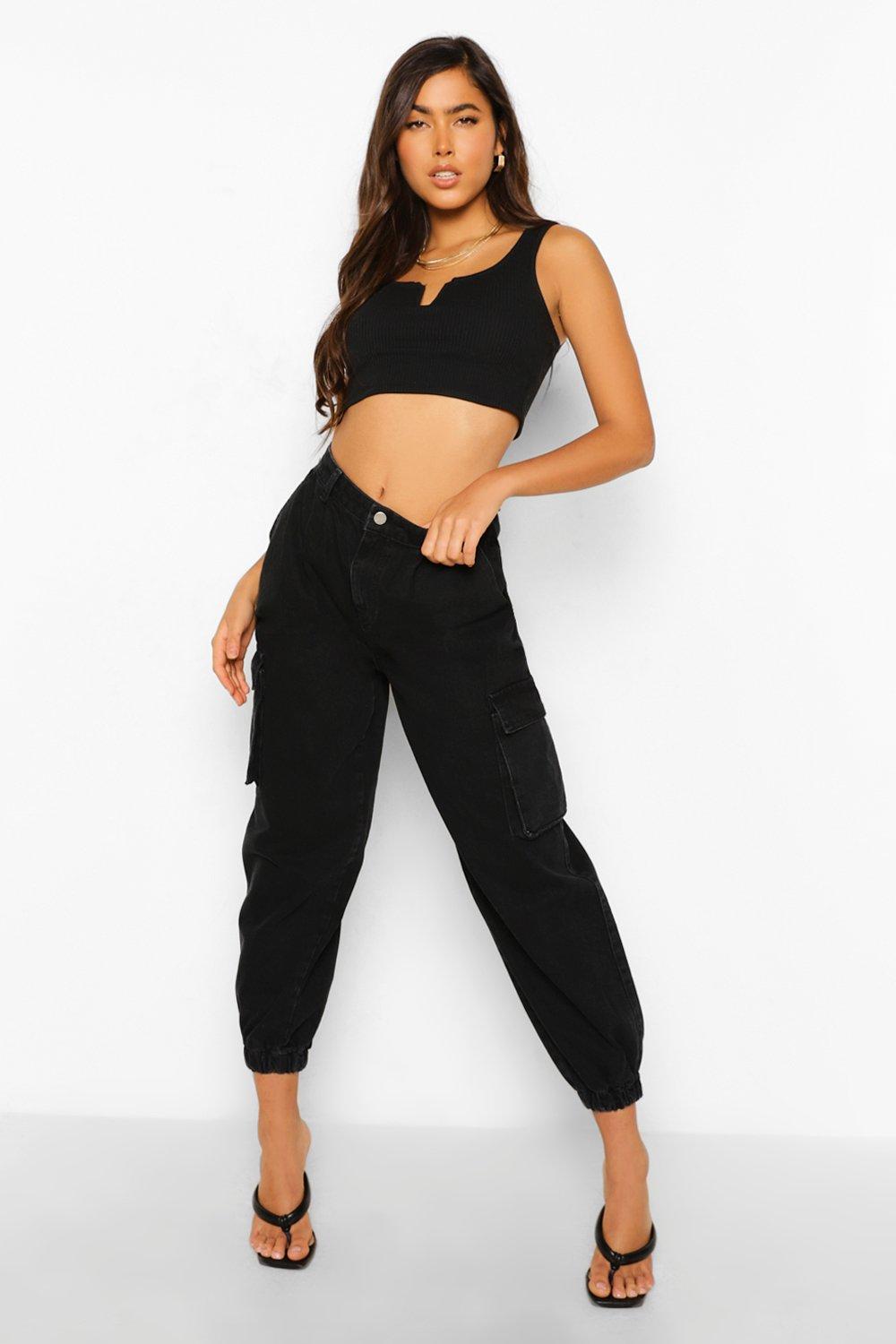 Black jean joggers womens new arrivals